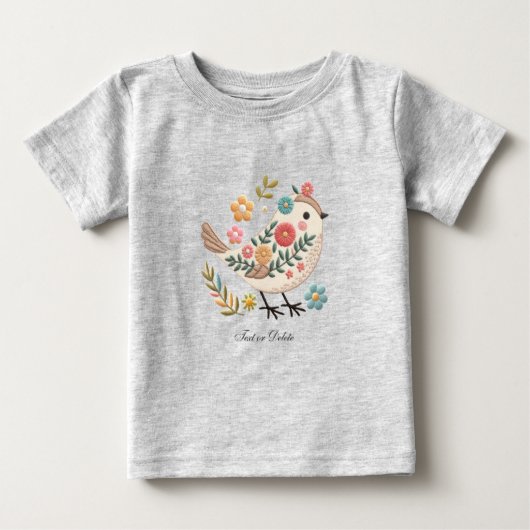 T-shirt bébé Little Bird Leaves Flowers rose (Devant)
