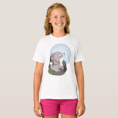 T-shirt Bébé loup hurlant à la lune (Devant entier)