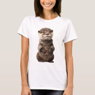 T-shirt Bébé loutre adorable dans un tricot cosy
