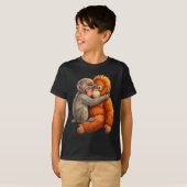 T-shirt Bébé macaque serrant singe mignon en peluche (Devant entier)