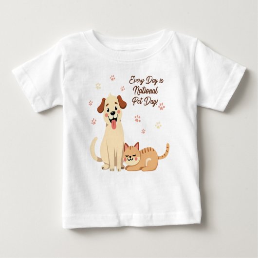 T-shirt bébé mignon avec chien et chat (Devant)