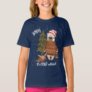 T-shirt Bébé mignon C'est froid Ours extérieur et renar