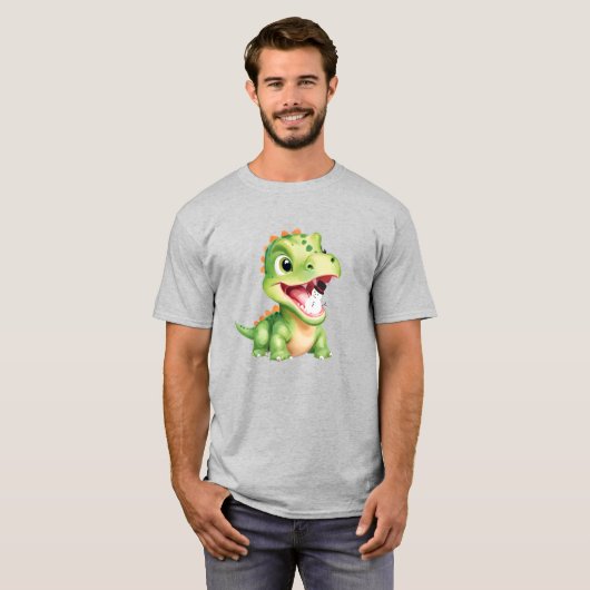 T-shirt Bébé mignon Dinosaur manger bonhomme de neige fête (Devant entier)