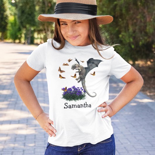 T-Shirt Bébé mignon Dragon avec Papillons Ressort