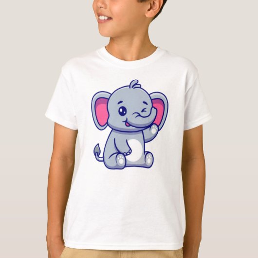 T-shirt Bébé mignon éléphant assis dessin (Devant)