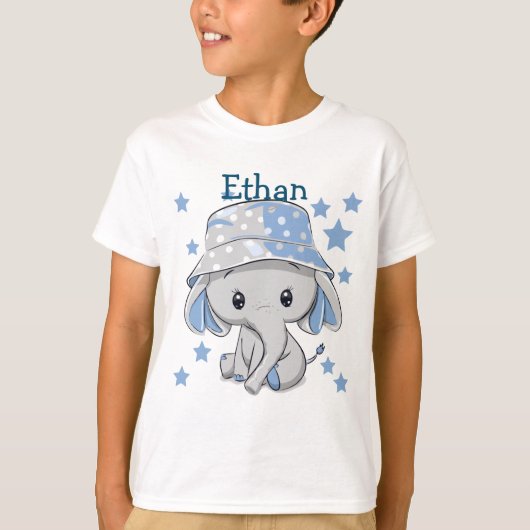T-shirt Bébé mignon éléphant garçon (Devant)