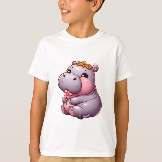 T-shirt bébé mignon Hippo (Devant)