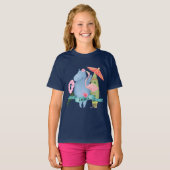 T-shirt Bébé mignon Hippo avec Flamant rose Nom personnali (Devant entier)
