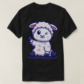T-shirt Bébé mignon mouton agitant main caricature (Design devant)