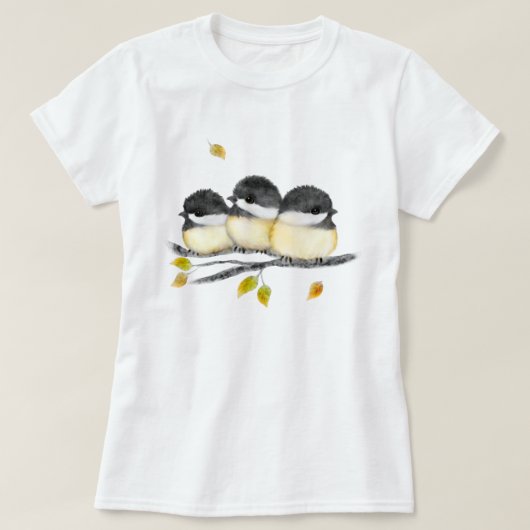 T-shirt Bébé mignon oiseau 3 poulets sur la branche de l'a (Design devant)