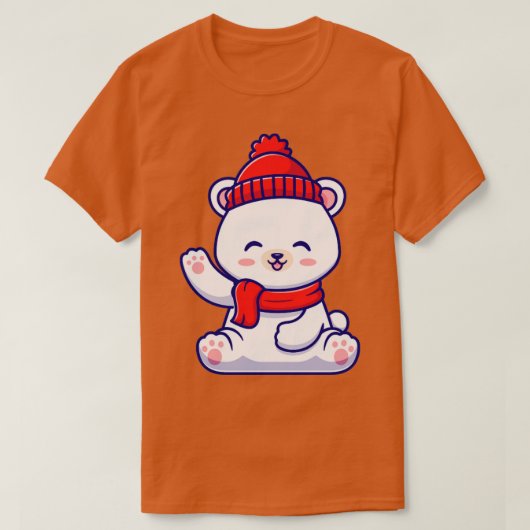 T-shirt Bébé mignon Ours polaire hiver porter l'Écharpe Wa (Design devant)