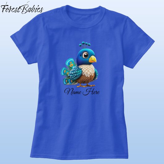 T-shirt Bébé mignon Peacock Bird Whimsical Cartoon Graphiq