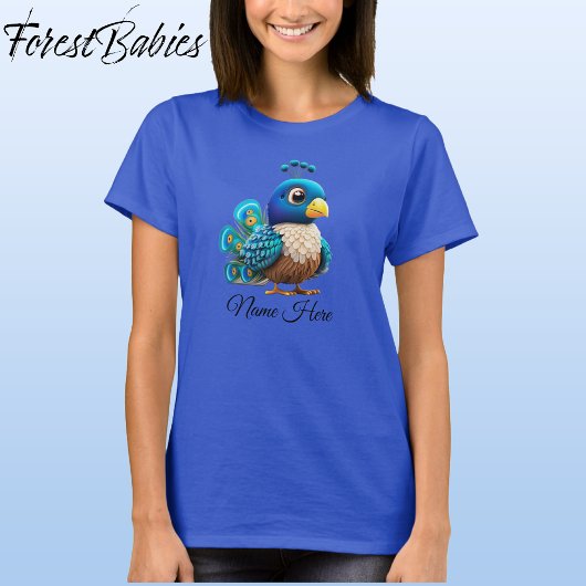 T-shirt Bébé mignon Peacock Bird Whimsical Cartoon Graphiq