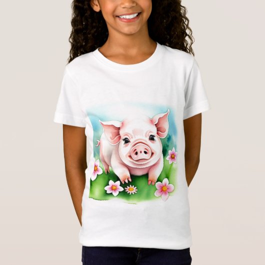 T-Shirt Bébé mignon porc (Devant)