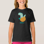 T-shirt Bébé mignon Turquoise Dino Nom Père Enfant Corresp (Devant)