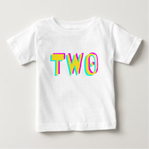 T-shirt bébé moderne 3D Deux Jaunes Deuxième Anniv