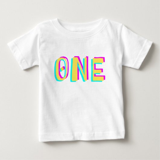 T-shirt bébé moderne 3D One Yellow First Birthday (Devant)