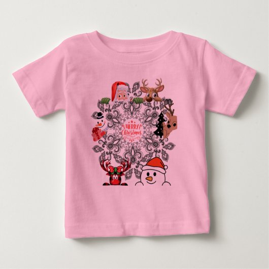 T-shirt bébé Noël design rose (Devant)