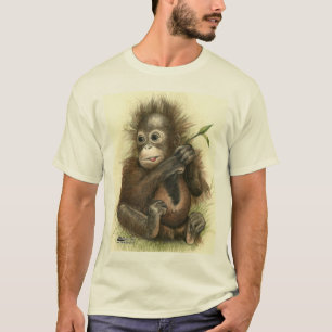 T-shirt Bébé orang-outan avec des feuilles