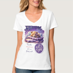 T-shirt Bébé ours dormant violet Galaxy Baby shower fille
