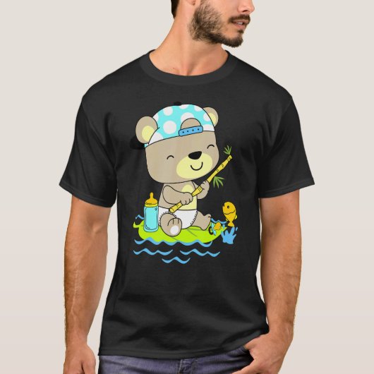 T-shirt Bébé ours en pêche avec couche (Devant)