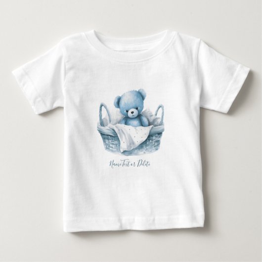 T-shirt bébé Ours en peluche bleu dans un panier (Devant)