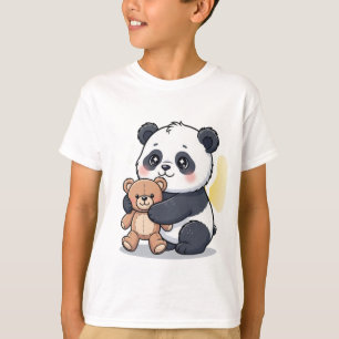 T-shirt Bébé panda adorable serrant un ours en peluche