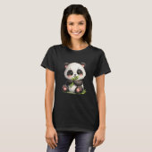 T-shirt Bébé Panda Mignon Mangeant du Bambou Graphique Kaw (Devant entier)