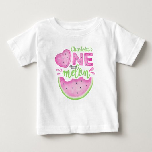 T-Shirt Bébé pour 1er Anniversaire Rose "Pink One (Devant)