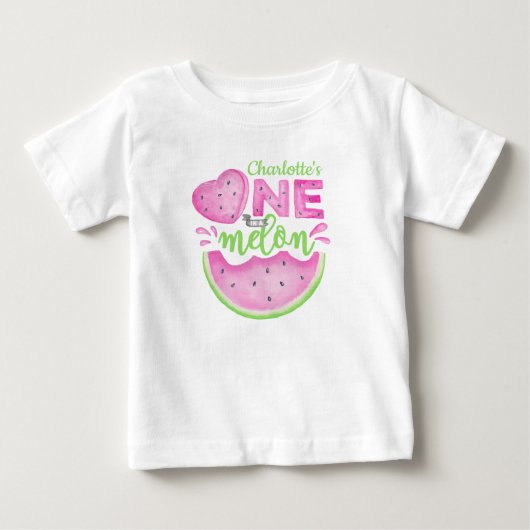 T-Shirt Bébé pour 1er Anniversaire Rose "Une Melon (Devant)