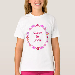 T-shirt Bébé rose papillons papillons et fleurs Grande soe