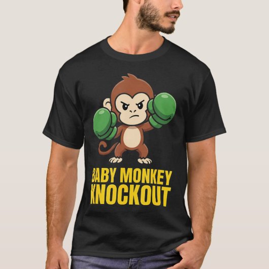 T-shirt Bébé Singe Knockout Drôle Kawaii Boxe (Devant)