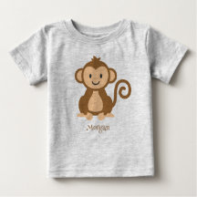 T-shirt bébé singe mignon personnalisé