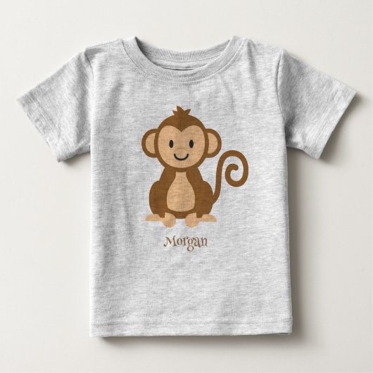 T-shirt bébé singe mignon personnalisé (Devant)