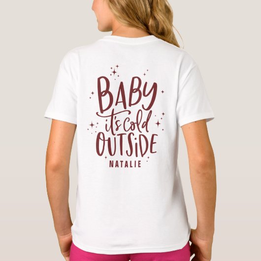 T-shirt Bébé son froid en dehors du script vacances texte (Dos)