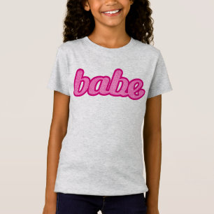 T-Shirt Bébé texte style denim graphique en rose chaud