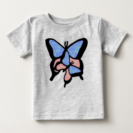 T-shirt bébé/tout-petit Papillons Bleu & Rose (Devant)