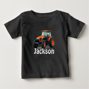T-shirt bébé Tracteur orange personnalisé