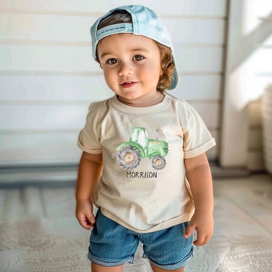 T-shirt bébé tracteur vert