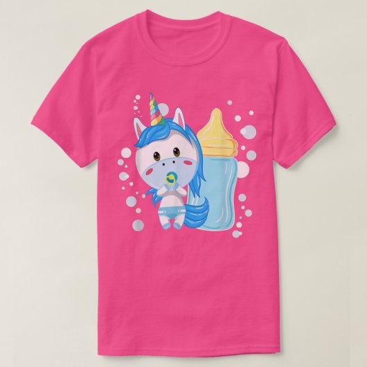 T-SHIRT BÉBÉ UNICORN EN DIAPER AVEC BÉBÉ BOTTELE (Design devant)
