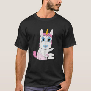 T-shirt Bébé unicorne mignon avec cheveux roses