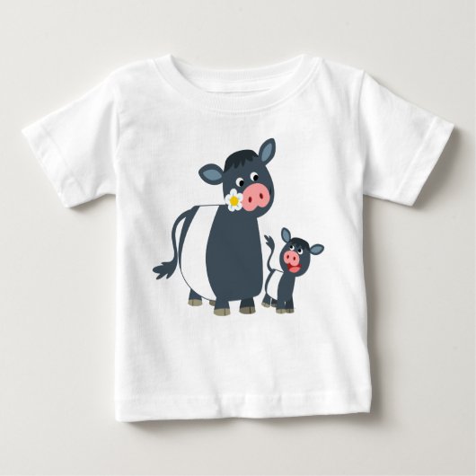 T-shirt bébé vache et veau avec ceinture de dessin (Devant)