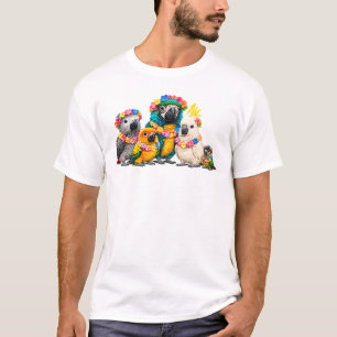 T-shirt Bébés perroquets mignons portant des leis