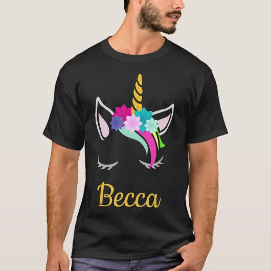 T-shirt Becca Unicorn Name for Becca (Devant)