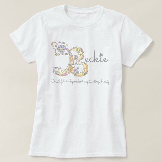 T-shirt Beckie girls B nom signifiant tee monogramme (Design devant)