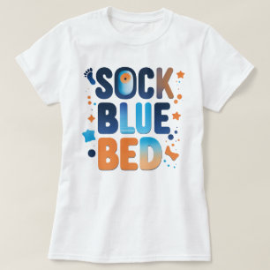 T-shirt BED BLEUE SOCK Gras Colorful, instruction graphiqu