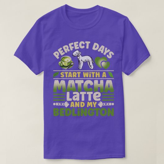 T-shirt Bedlington Terrier Matcha Latte (Design devant)