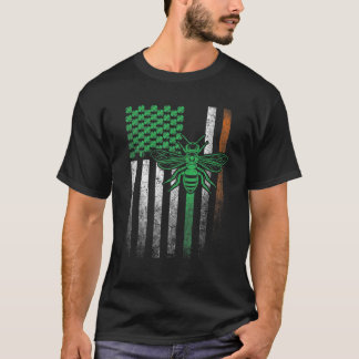T-shirt Bee Bees Hive Bugs Drapeau irlandais américain St 