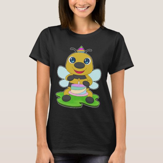 T-shirt Bee Birthday Cake (Devant)