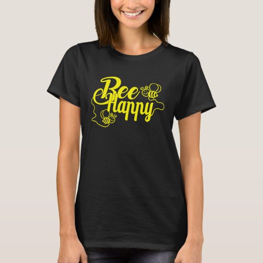 T-shirt Bee Happy Bee Beekeeping Maya Honey Beekeeping Bee (Devant)